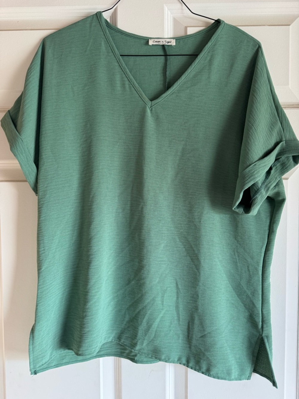 Milano V-Neck Short Sleeve Tee in Sage Green